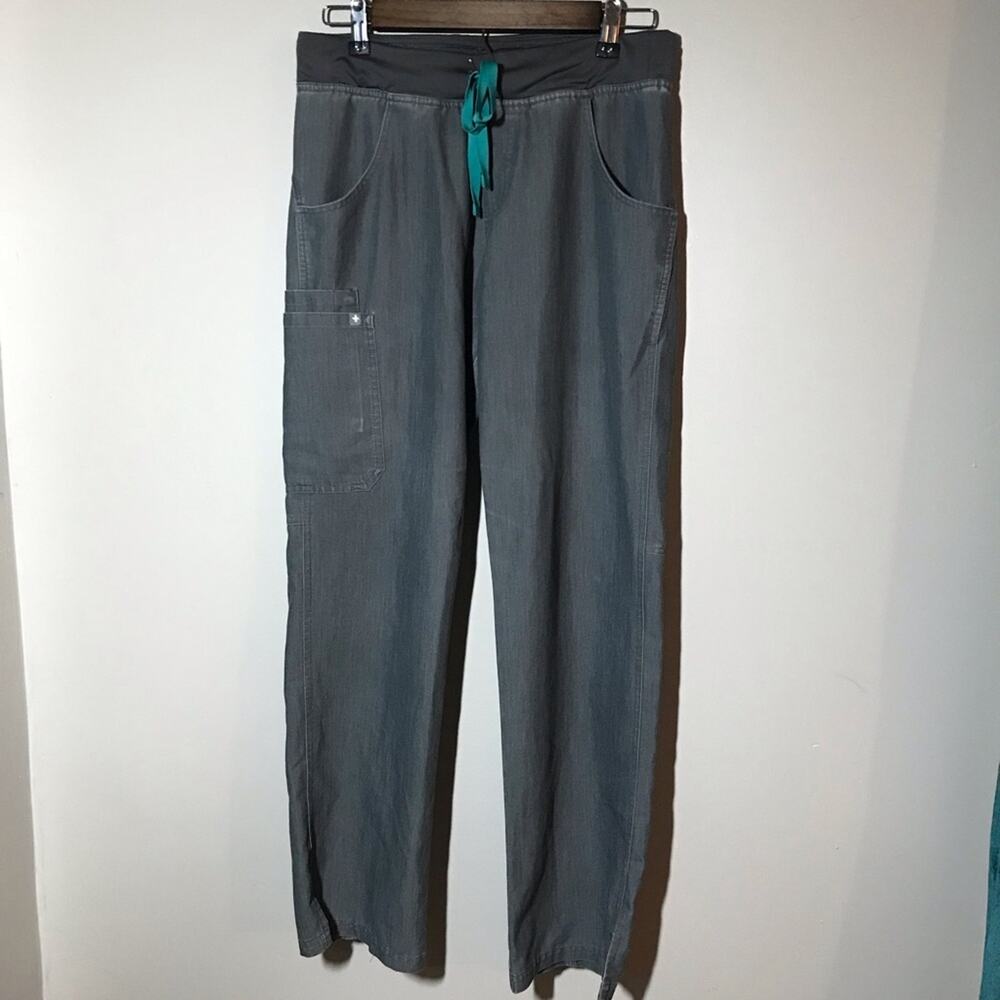 Figs technical collection size small grey with turquoise tie scrub pants medical